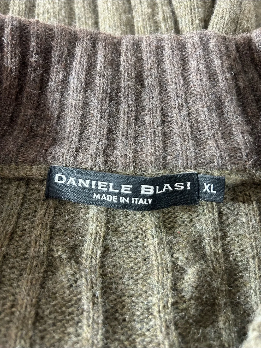 Daniele Blasi Men’s Cable Knit Quarter Zip Sweater Olive Green XL Italy